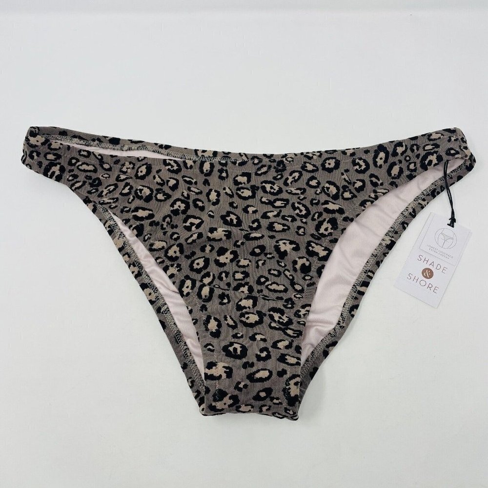 Shade & Shore Womens L Jacquard Textured High Leg Extra Cheeky Bikini Bottom 296